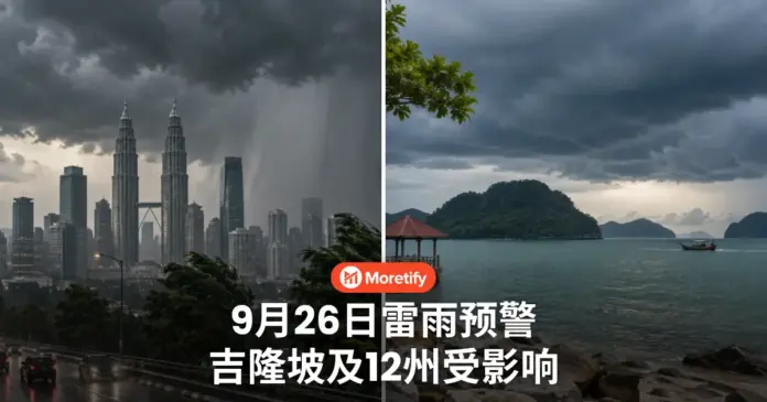 9月26日雷雨预警 吉隆坡及12州受影响