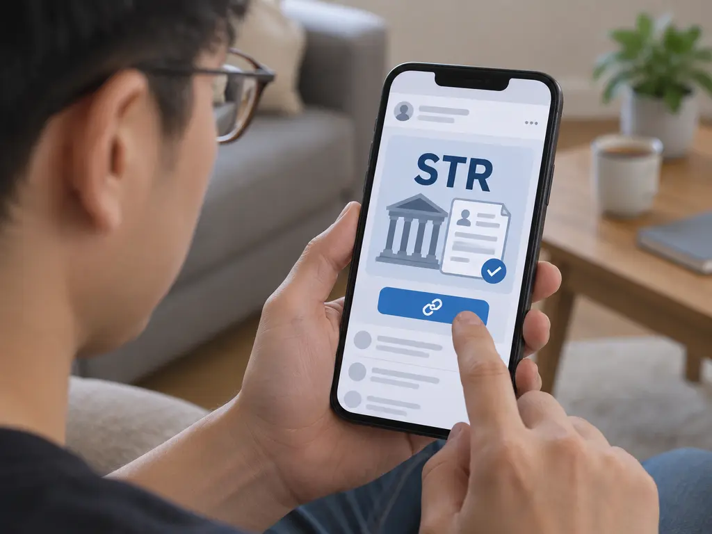 示意社媒帖文以「STR」登记图文和链接吸引用户。