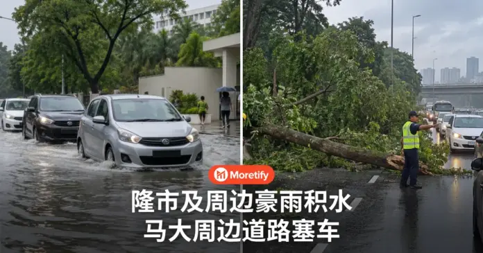 隆市及周边豪雨积水 马大周边道路塞车