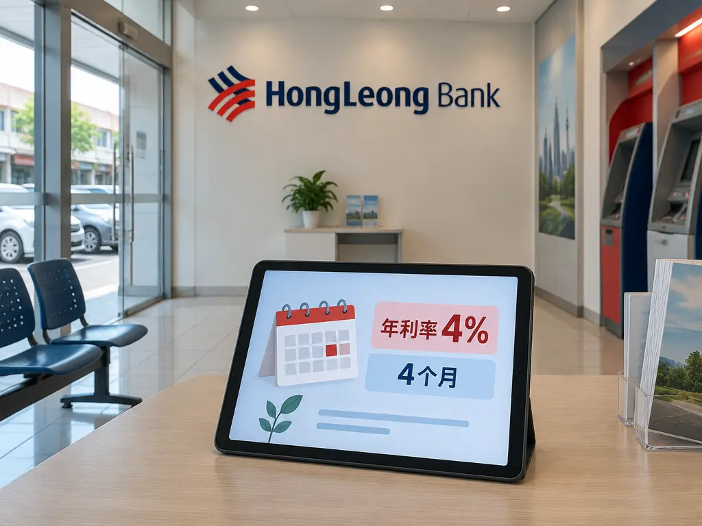 示意电子定存优惠：年利率4巴仙，存期4个月。
