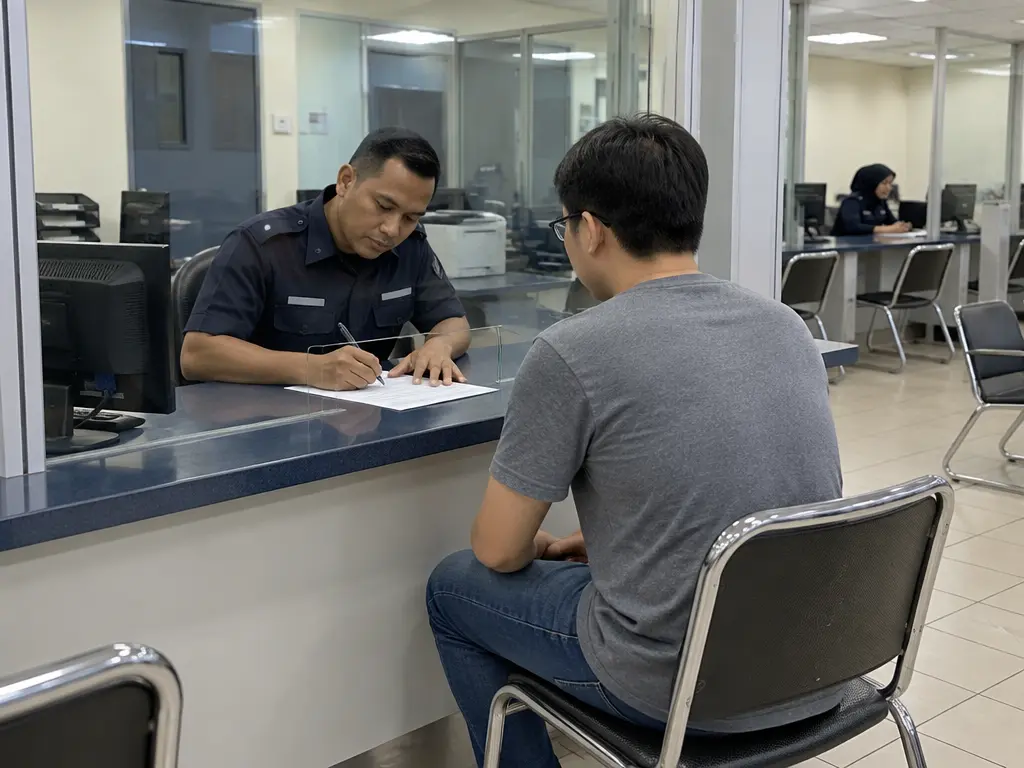 普通民众在警务柜台报案的示意场景，不代表实际当事人。