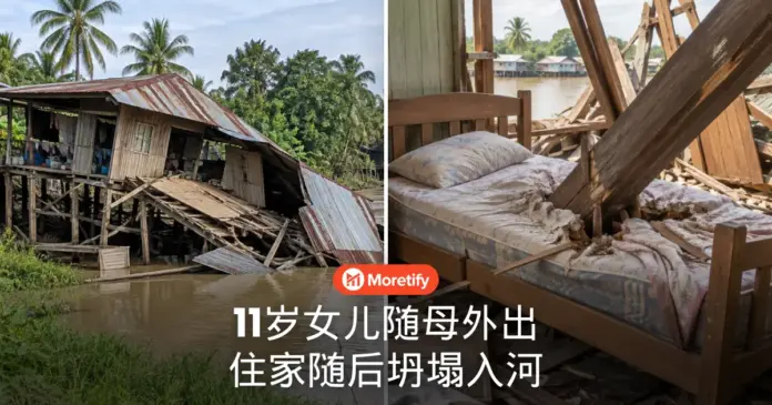 11岁女儿随母外出 住家随后坍塌入河