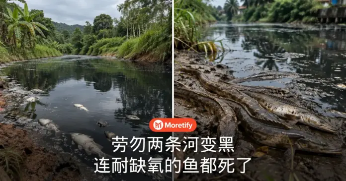 劳勿两条河变黑 连耐缺氧的鱼都死了