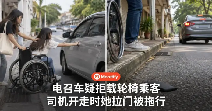 电召车疑拒载轮椅乘客 司机突然开车 她拉住车门被拖行