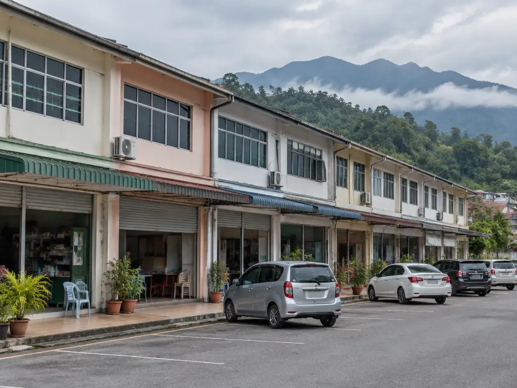 示意图:沙巴小镇一排普通店铺,非实际涉案地点