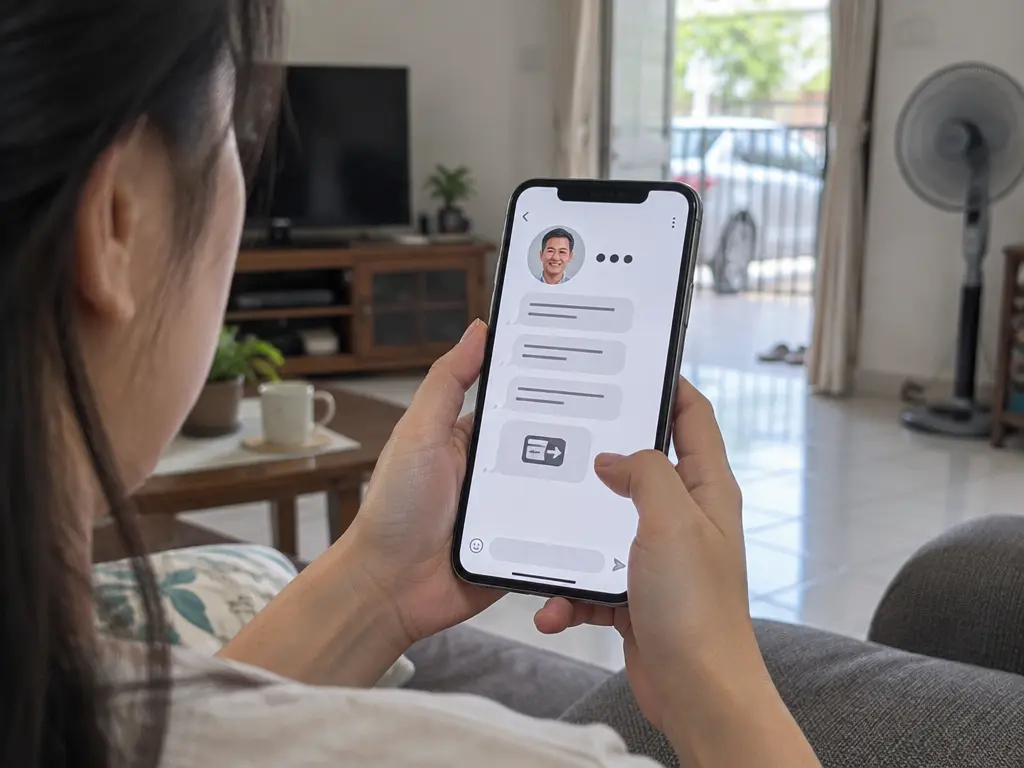 示意图:妻子手机收到陌生号码讯息,对方头像却是丈夫的照片