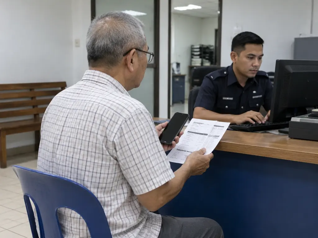 示意图：退休老翁到警局柜台报案