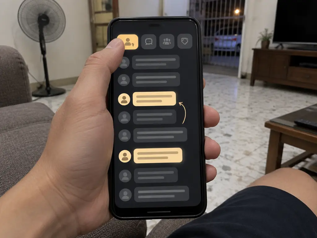示意图:用户在群聊中开启筛选,只查看提及自己或回复自己的消息