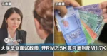 女子大学毕业面试教师,要求薪水RM2500竟只拿到RM1700
