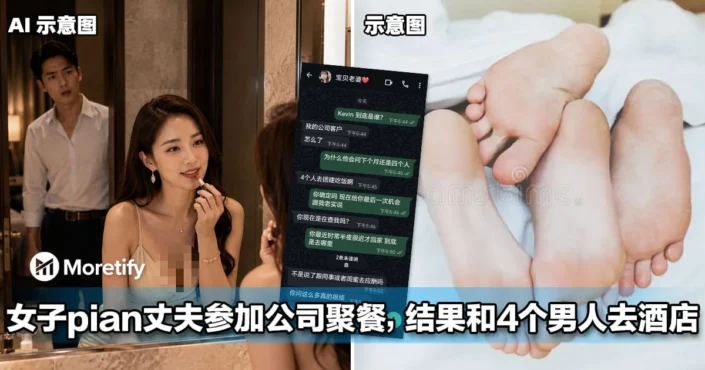 大马女子骗丈夫去参加公司聚餐闺蜜生日，结果是和4个男人去hotel